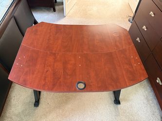 Cherry Wood Office Desk with Cable Grommet