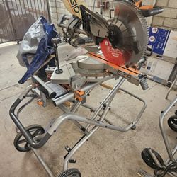 Ridgid 12" Sliding Miter Saw With Rolling Stand & Diablo 80 Tooth Blade