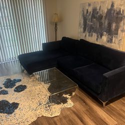 Blue Sectional And Bar Stools With Extra 