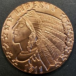 Liberty 1911 Chief Copper Round! .999 Fine 1oz Copper!