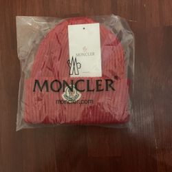 Red Moncler Beanie One Size Unisex