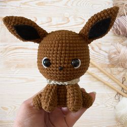 Base Pokemon Eevee Handmade Collectible Crochet Cute Bag Gift Charm Amigurumi