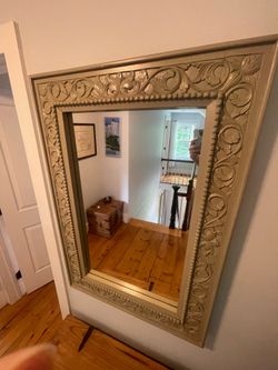 Large Mirror w/ hand carved painted frame