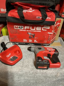 ilwaukee M12 FUEL 12V Lithium-Ion Brushless Cordless 5/8 in. SDS-Plus Rotary Hammer Kit with One 4.0Ah Battery and Bag