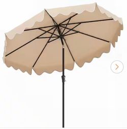 9 ft. Market Patio Umbrella in Beige Sun-Protective Canopy