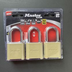 Master Lock 875TRILF 1 1/2" Combination Padlock - Pack of 3