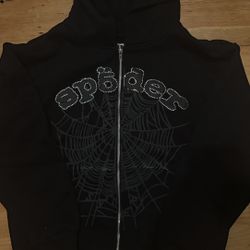 Black Sp5der Zip Up Rhinestones 