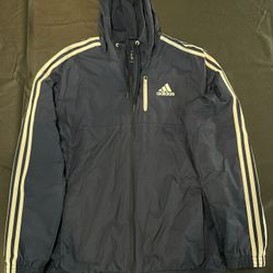 ADIDAS BLUE WINDBREAKER W/ HOODIE
