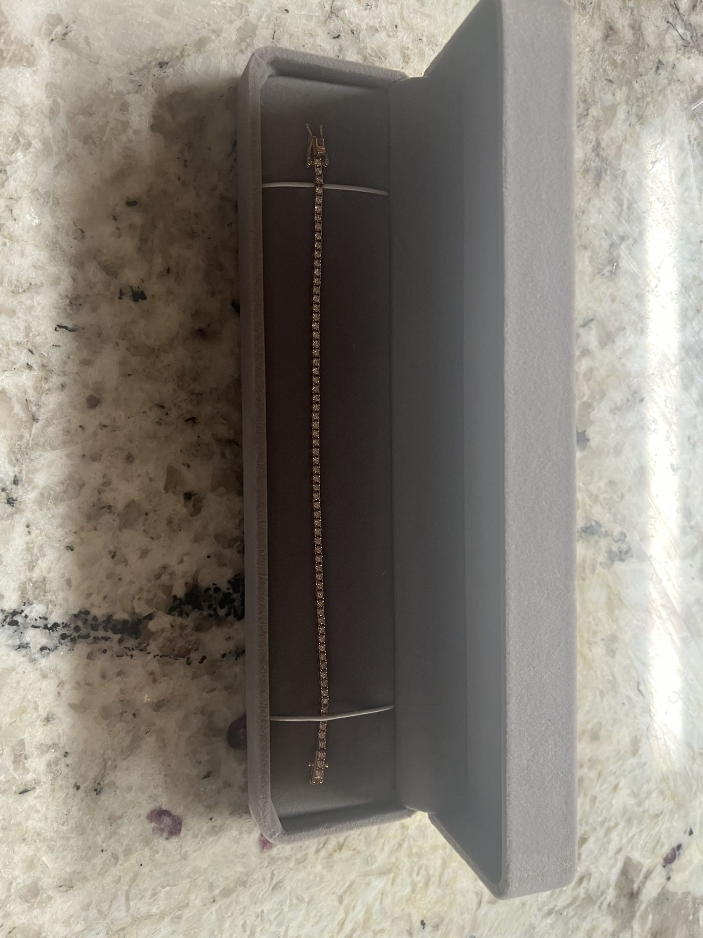 Moissanite bracelet rose gold 2mm 7 inches long