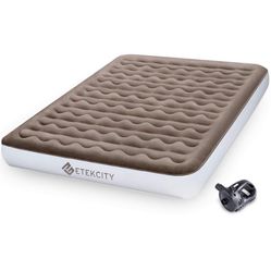 Queen 9 Inch Inflatable Camping Air Mattress With A Rechargeable Pump