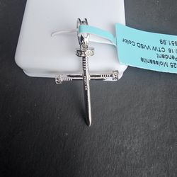 925 Sterling Silver Moisonite Cross Pendant 0.16 CTw Vvsd Color
