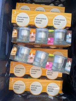 Three-Piece Glass Candle Holder Sets