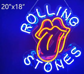 20"x18" Rolling Stones Beer Acrylic Neon Sign Real Glass Sign RT087