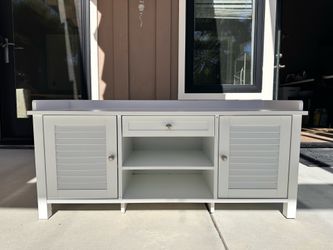 White Coastal TV Stand / Media Console/Shoe storage with Storage