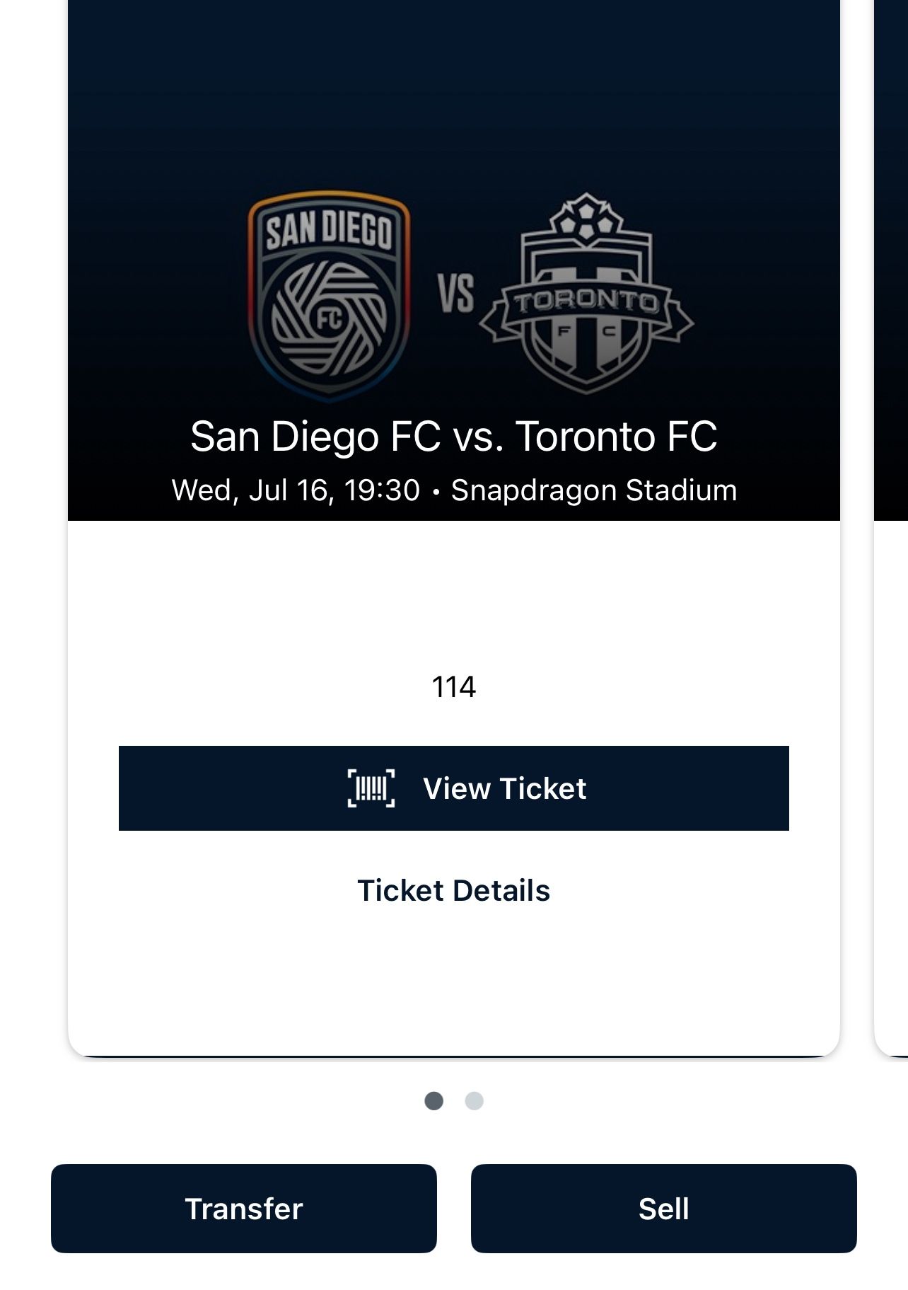 2 tickets San Diego FC vs Toronto FC - Snapdragon July 16 SDFC