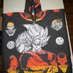 Double sided dragon ball Z poncho 28“ x 28“ Kids cotton black orange