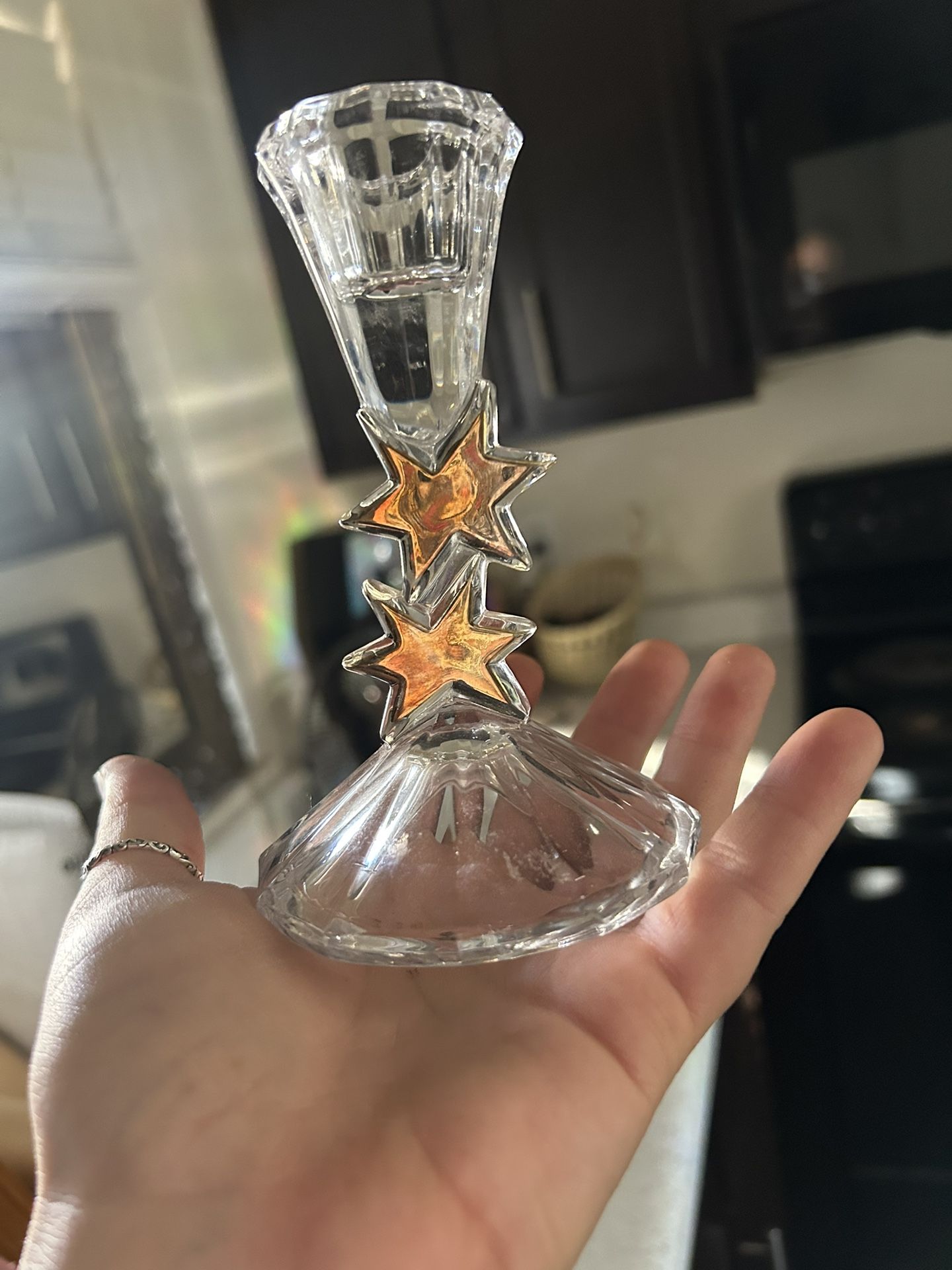 Vintage Mikasa 5” Crystal Taper Candle Holder