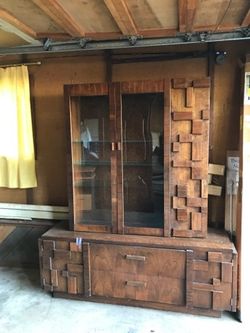 1970’s MCM Lane Brutalist Credenza with Hutch
