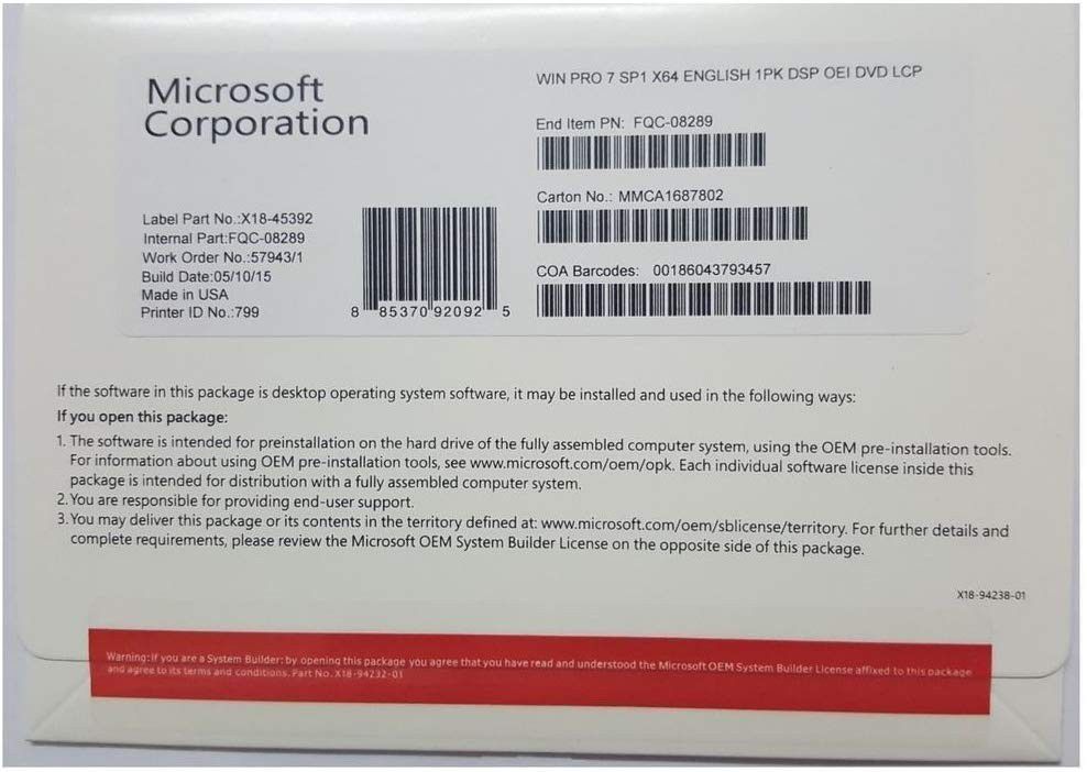 Windows 10pro full version instalation DVD and Coa key license.