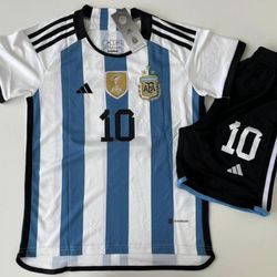 Messi ARGENTINA Campeón Del Mundo!!!! Short+jersey. Adults And Kids 