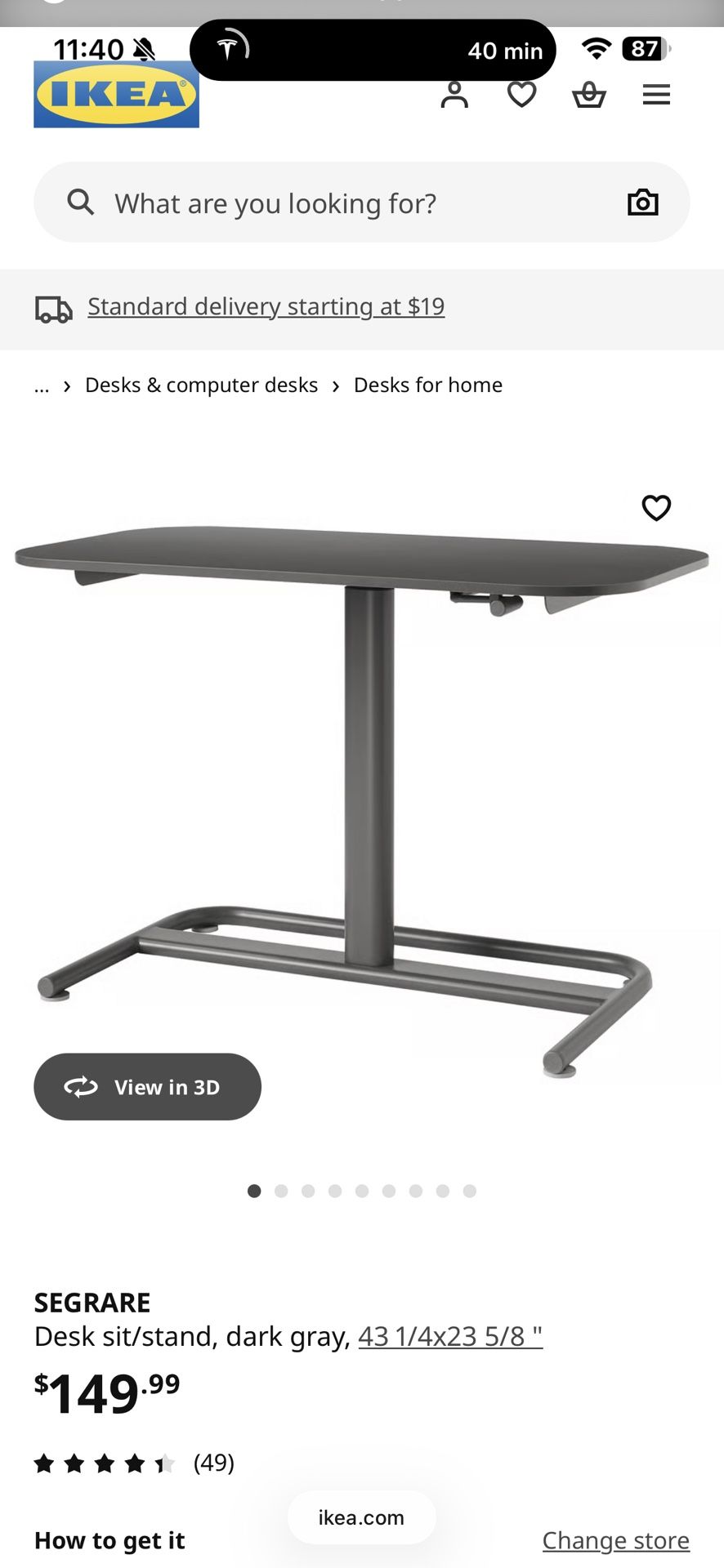 Ikea Grey Standing Desk