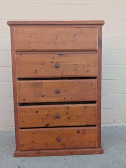 Solid Pine 5-Drawer Tallboy Dresser
