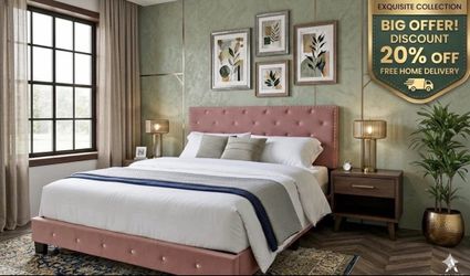 New king size pink bed with mattress