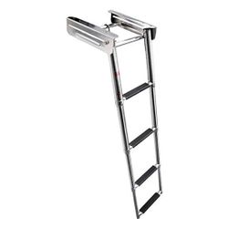 4 Step Mount Under Platform Telescoping Boat Ladder, Stainless Steel, Heavy Duty