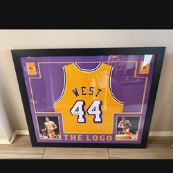 Jerry West autographed jersey custom framed