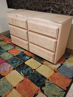 Solid wood 6 Drawer Sanded Dresser w/wheels. 4ft/ 15.5 in