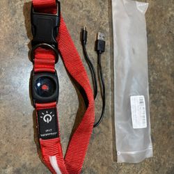 LED Air Tag Dog Collar - Light Up Dog Collar[IPX7 Waterproof] with Apple Air Tag Holder Case. Large