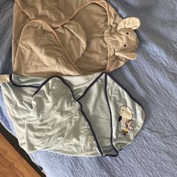 Set Of Two Baby Towels Whale And Elephant