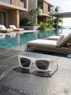 White Chunky Square Sunglasses - UV Protection