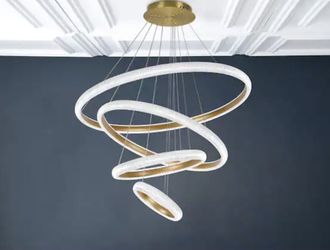 120-Watt 4-Light Integrated LED Unique Tiered Circular Chandelier Fixture Width (In.): 32  light fixture, chandelier , unique lights  Contemporary cei