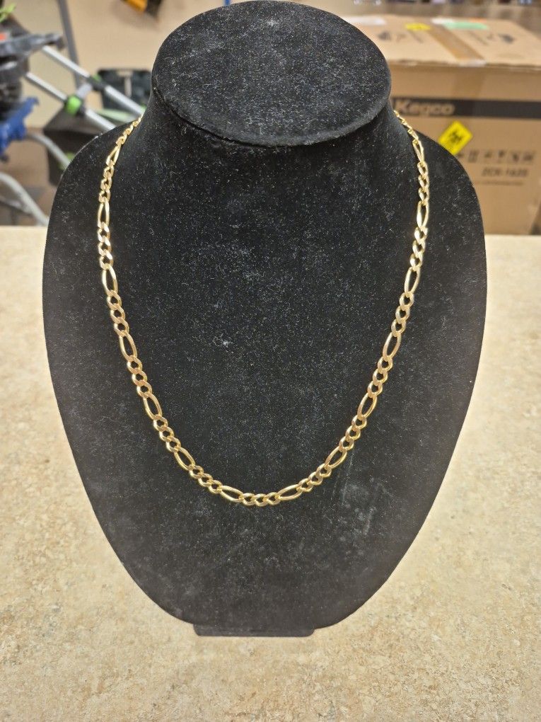 14k Yellow Gold Figaro Link Necklace 24"