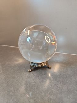 Crystal orb and bronze stand