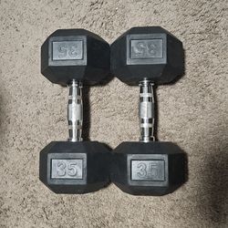 Two 35lbs. dumbbells