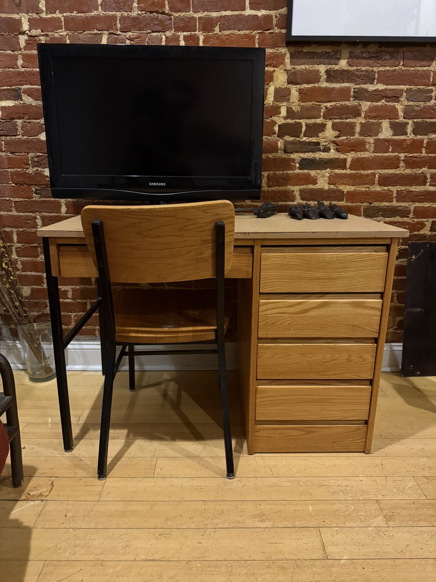 Wooden Desk + Metal/wood Chair