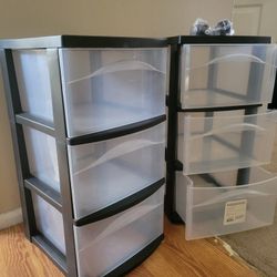 Two 3 Tier Clear Stackable Drawers