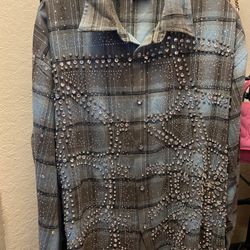 Vale Rhinestone Embezzled Plaid Jacket