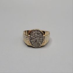 10K Two Tone Gold Diamond Cluster Ring (Size 9 & 3/4) (0.58 CTW)