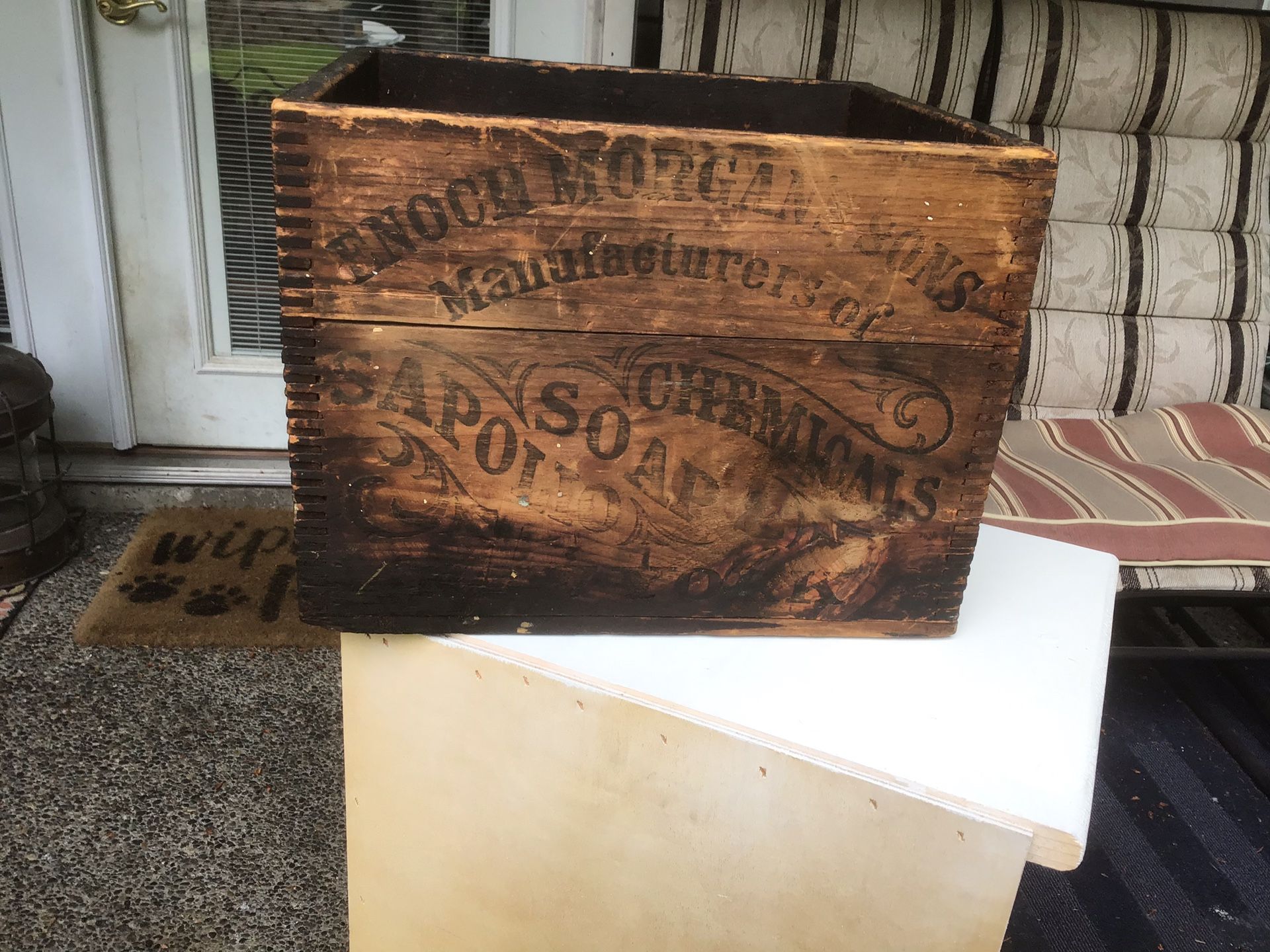 Vintage Enoch Morgan's Sons Wood Crate Box Sapolio Soap & Chemicals New York