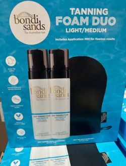 2x Bondi Sands Self-Tanning Foaming Duo Set Lotion Milk Light/Medium 6.76oz W/ Mitt