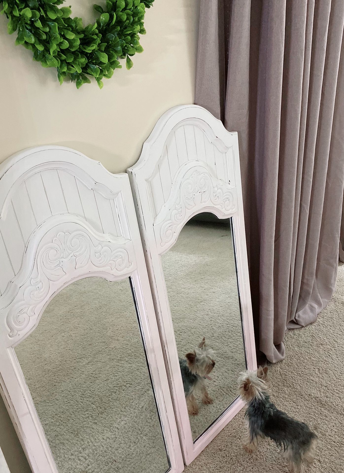 //Farmhouse White, Champagne Pink and Pale Pink Mirror Set//