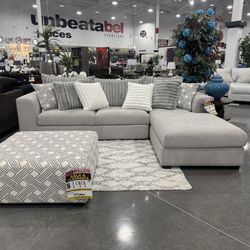  2 PIECE RIGHT ARM FACING CHAISE SECTIONAL - AIREA SILVER