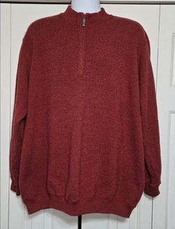 ​Greg Norman Mens XL 1/4 Zip Pullover Sweater Heathered Rust Red Shark Logo Golf