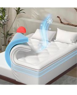 Dual Layer Cooling Memory Foam Mattress Topper King Size, 2 Inch Gel Mattress Topper + 1 Inch Pillow Top Mattress Pad, Soft Bed Topper with Deep Pocke