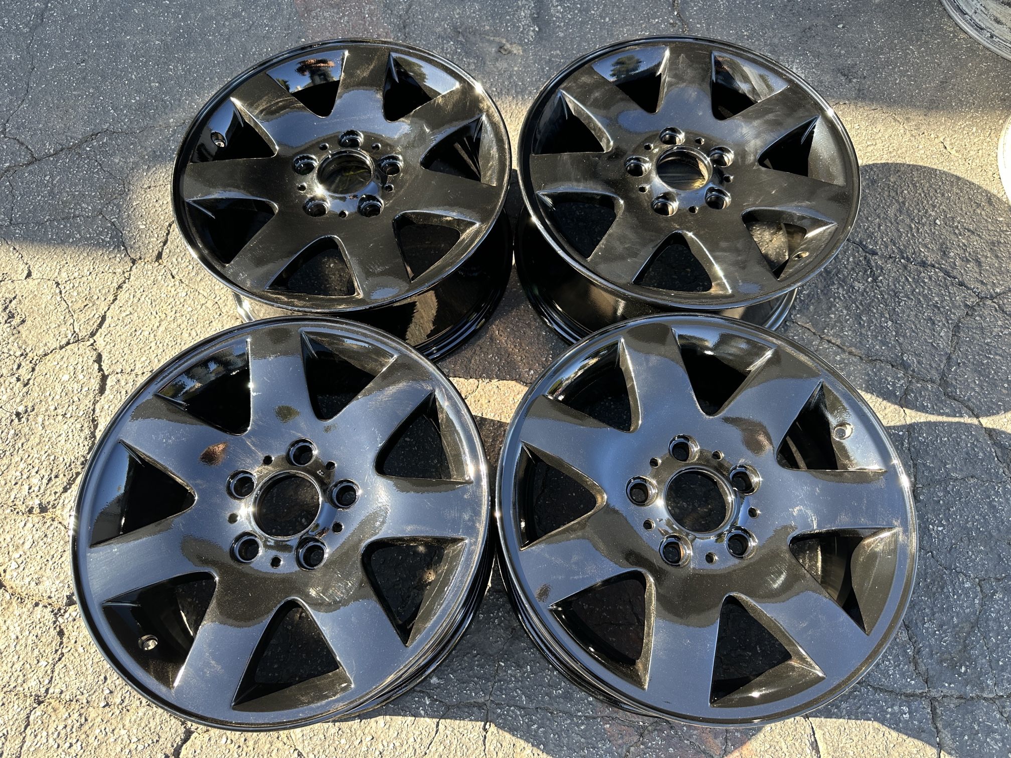 Black powder coated BMW 16 inch wheels from a 3 series fits others 