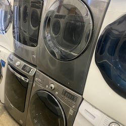 LG XL WASHER & DRYER ELECTRIC STACKABLE SET FREE ATTACHMENTS WARRANTY, CURBSIDE DELIVERY 