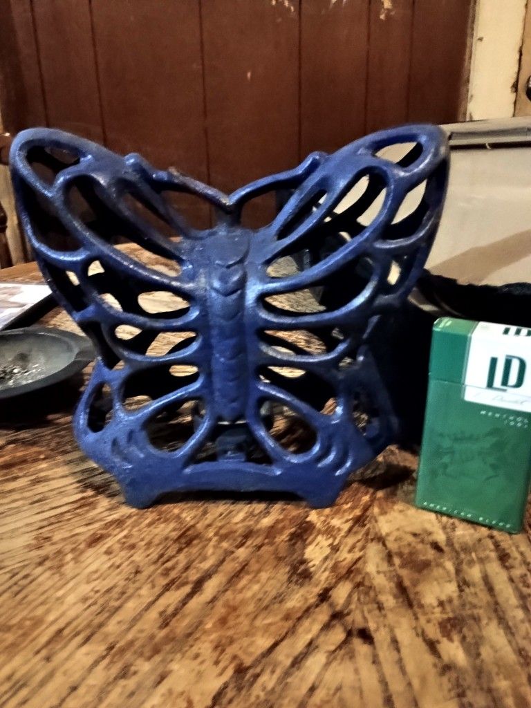 1990's Wrought Iron Butterfly Sculpture ( Blue )